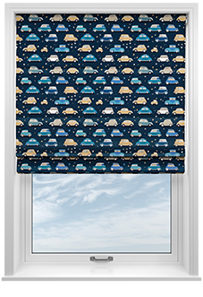 Roadtrip, Navy Blue - Twist&Fit Roman Blind